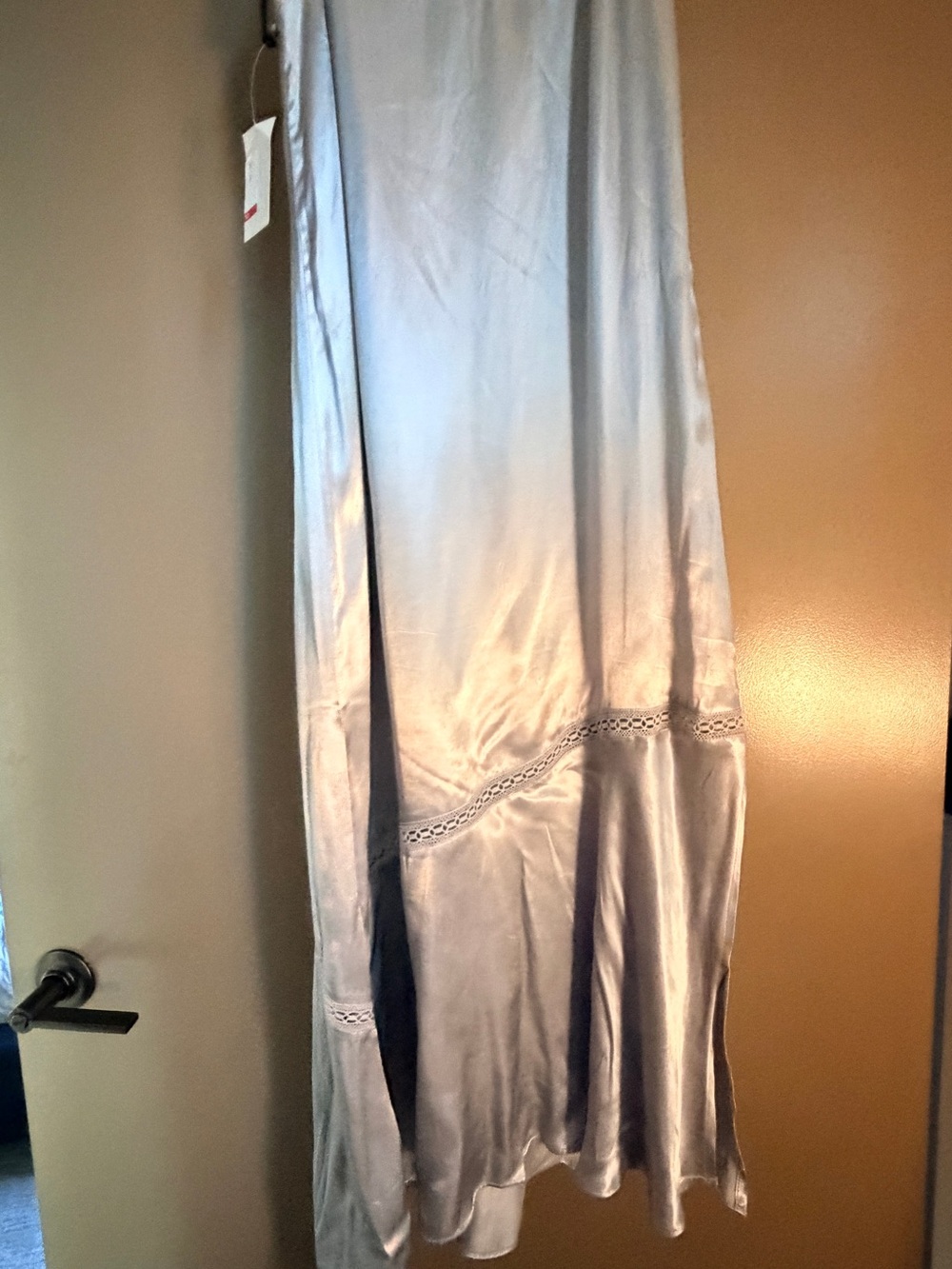 1. State Silver Satin Lace-Trim Chemise - Picture 6 of 6